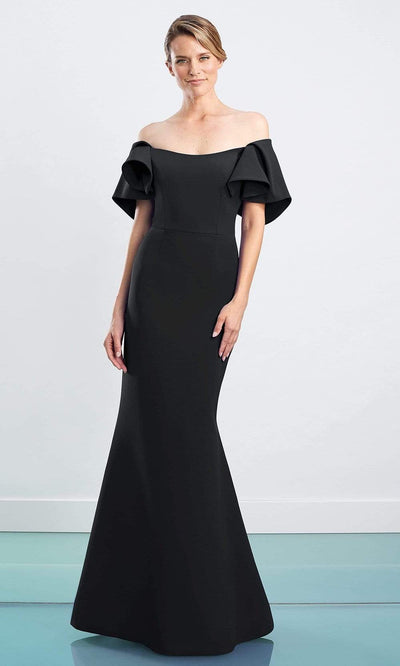 Alexander By Daymor - 1464 Ruffled Off Shoulder Trumpet Dress Evening Dresses 4 / Black