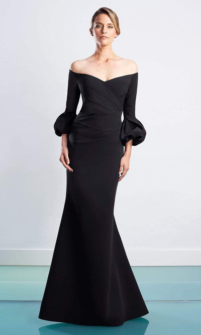 Alexander By Daymor - 1478 Quarter Sleeves Pleated Trumpet Dress Evening Dresses