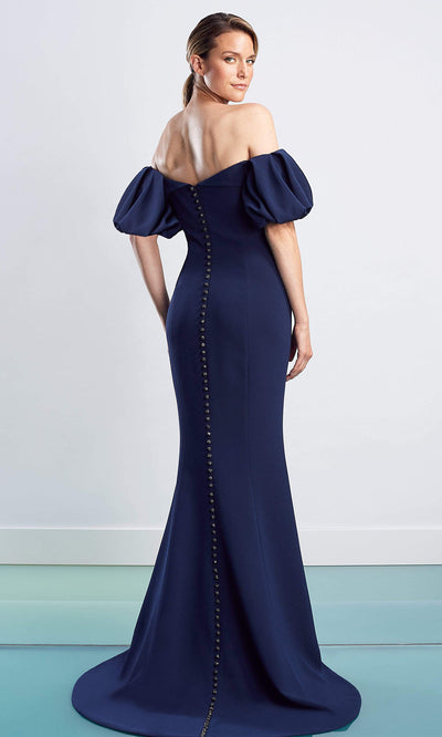 Alexander By Daymor - 1479 Sweetheart Crepe Sheath Gown Special Occasion Dress In Blue