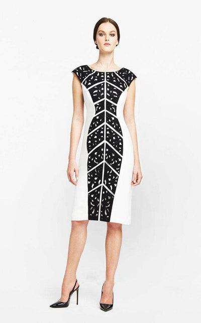 Alexander by Daymor - 157 Sequined Cutout Bodycon Dress Mother of the Bride Dresses 4 / Softwht/Black