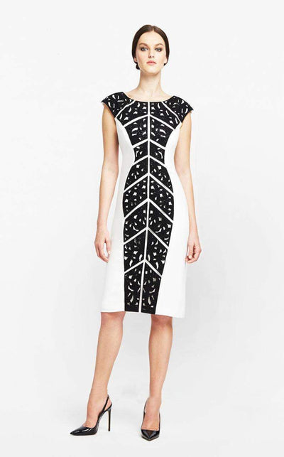 Alexander by Daymor - 157 Shining Sequined Cutout Bodycon Dress Mother of the Bride Dresses 4 / Softwht/Black