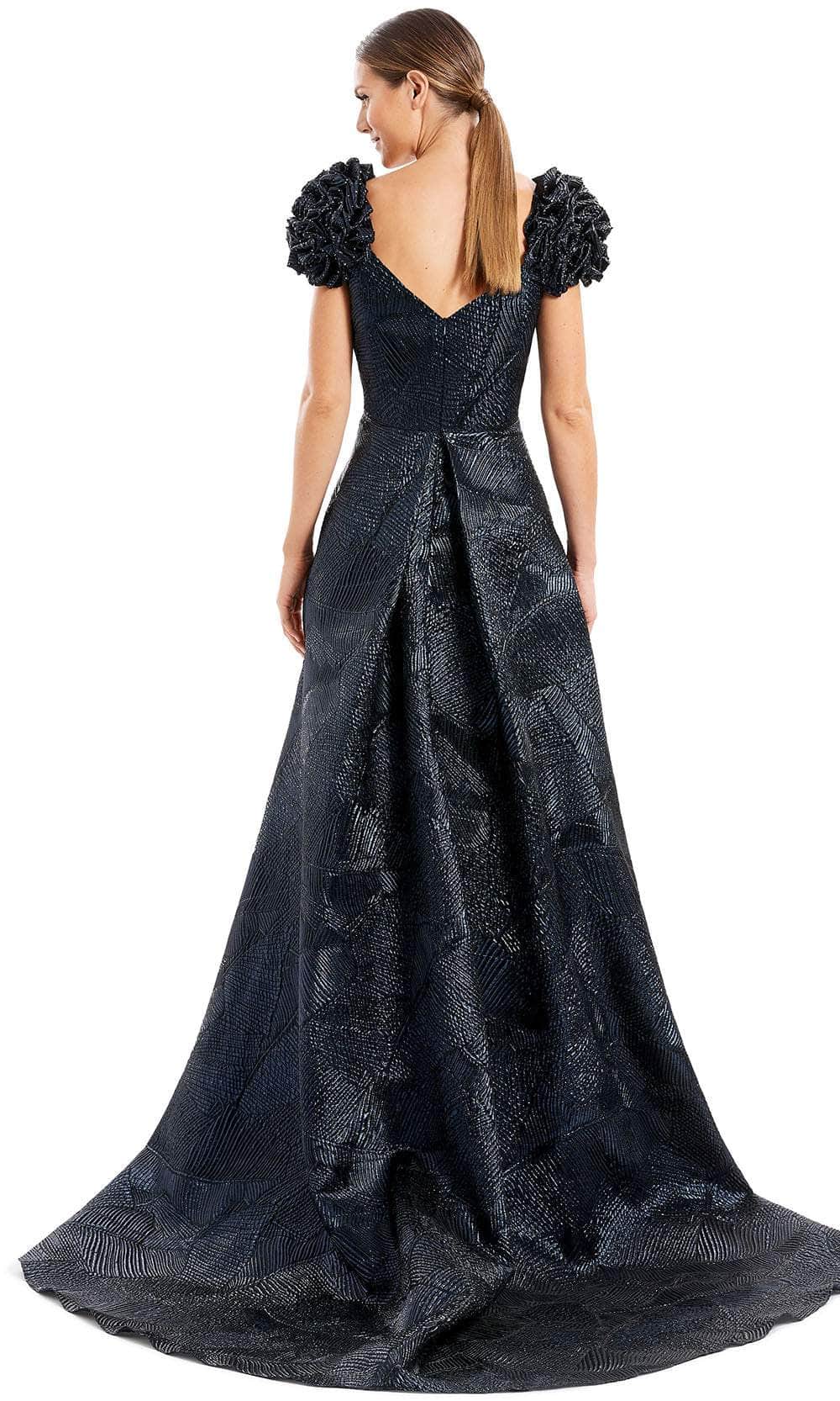 Alexander By Daymor 1651F22 - Ruffled Cap Sleeve Evening Gown In Blue