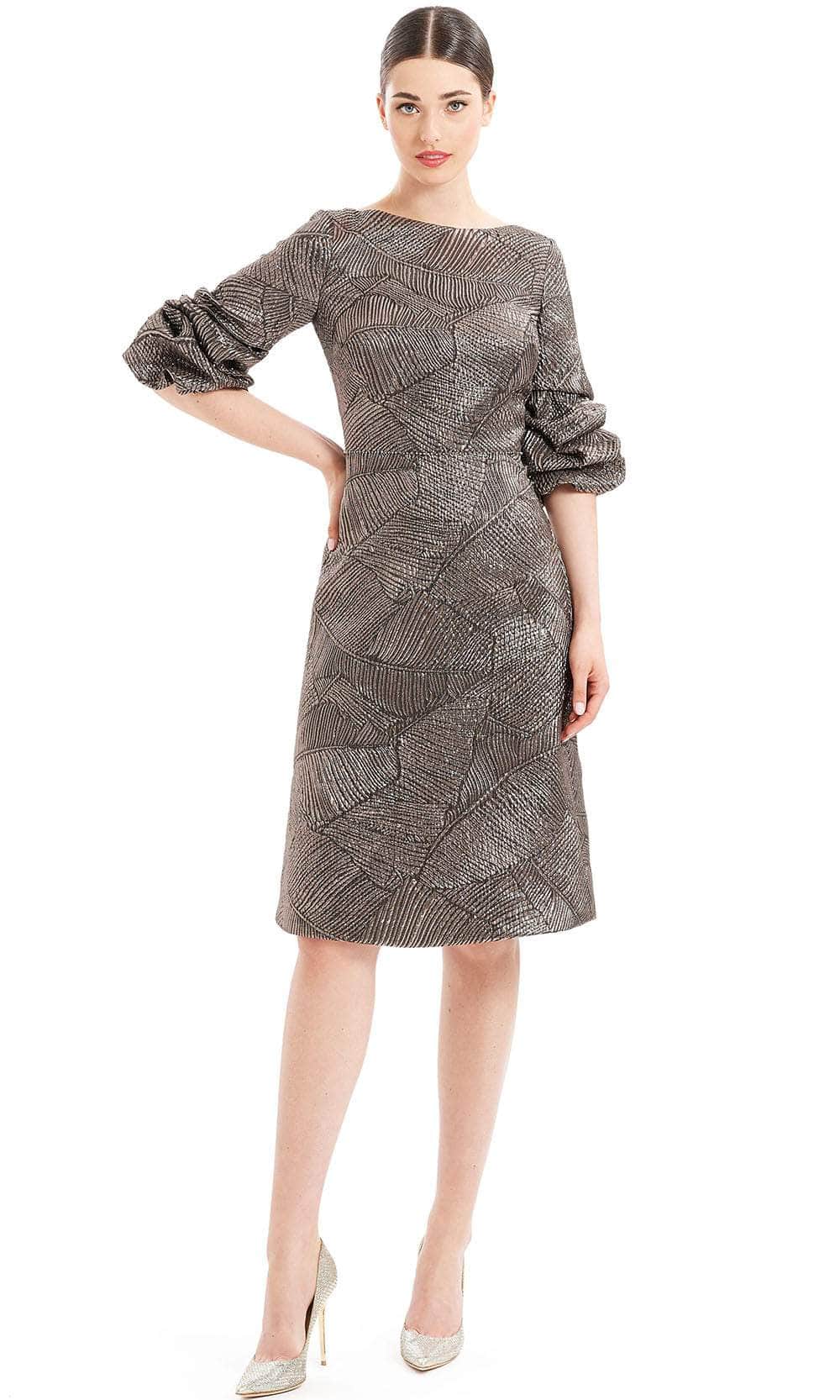 Alexander By Daymor 1654F22 - Ruffled Quarter Sleeve Formal Dress Special Occasion Dress 4 / Mocha