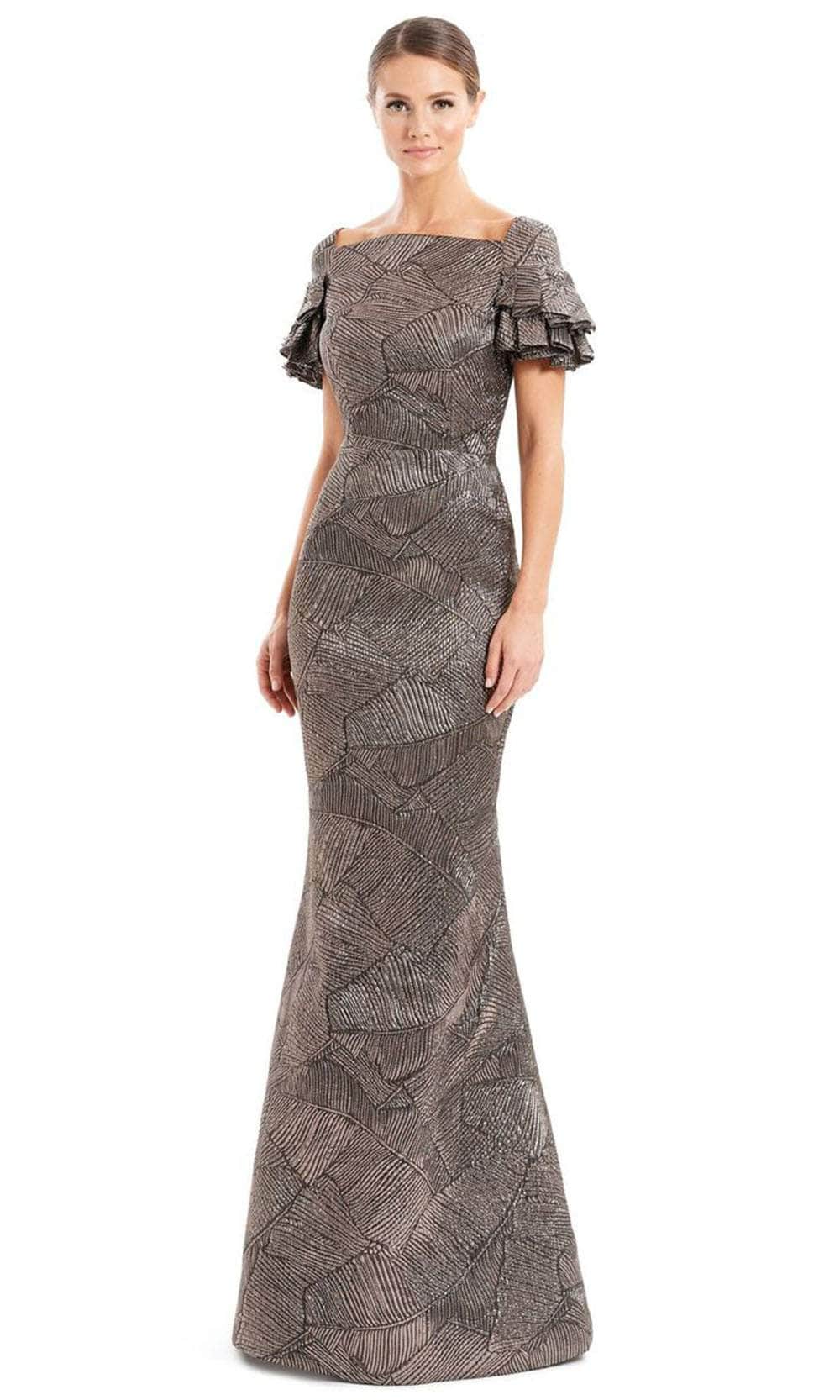 Alexander By Daymor 1655F22 - Pleated Sleeves Evening Gown Special Occasion Dress 4 / Mocha