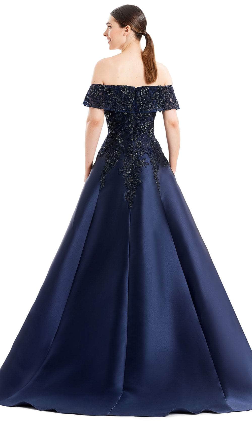 Alexander By Daymor 1668F22 - Off-Shoulder V-Neck Evening Gown Special Occasion Dress