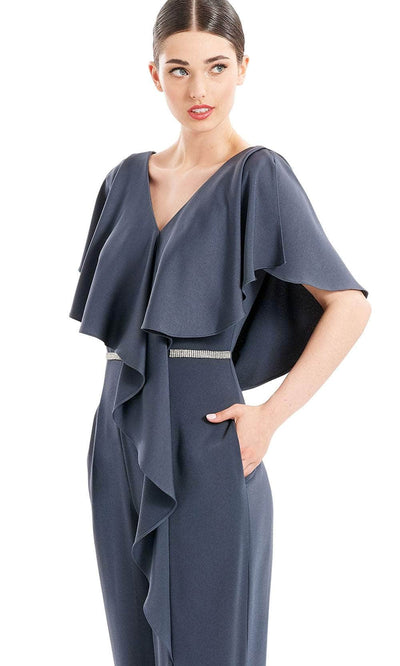 Alexander By Daymor 1669F22 - Ruffled Short Sleeve Formal Jumpsuit Special Occasion Dress