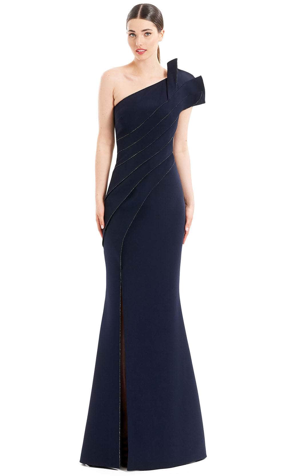 Alexander by Daymor 1671 - Pleated Asymmetric Neck Evening Gown