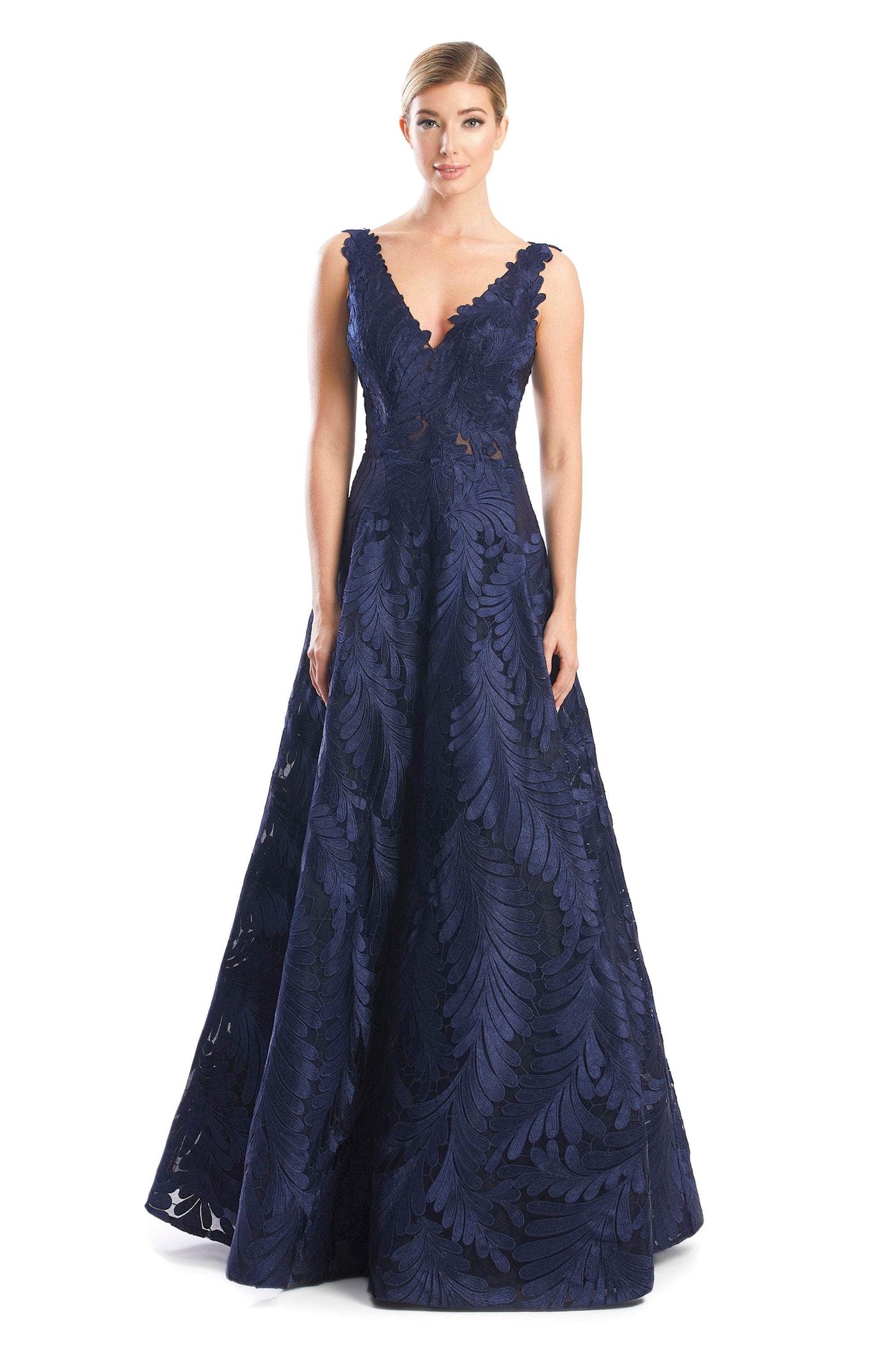 Alexander by Daymor 1750S23 - Leaf Embroidered Evening Dress Evening Dresses