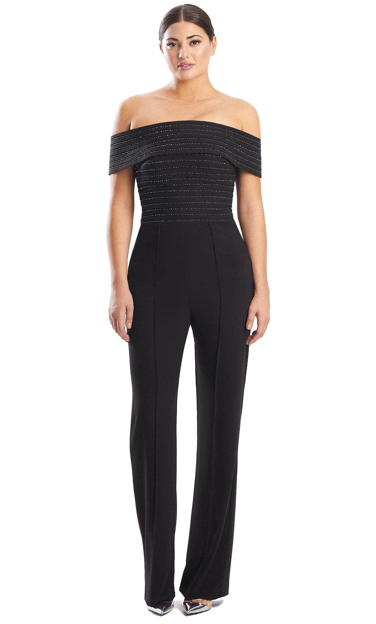 Alexander by Daymor 1751S23 - Off-Shoulder Formal Jumpsuit Formal Pantsuits 00 / Black