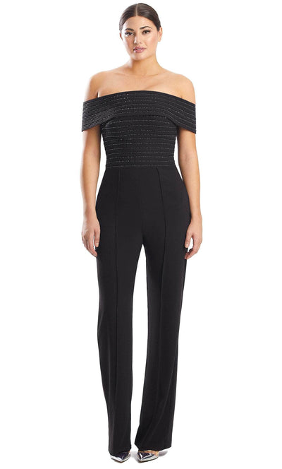 Alexander by Daymor 1751S23 - Off-Shoulder Formal Jumpsuit Formal Pantsuits 00 / Black
