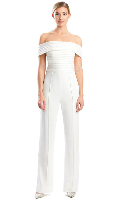 Alexander by Daymor 1751S23 - Off-Shoulder Formal Jumpsuit Formal Pantsuits 00 / Soft White