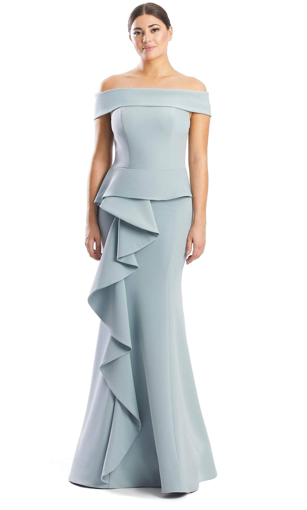 Alexander by Daymor 1756S23 - Minimalistic Off Shoulder Gown Evening Dresses 00 / Sage