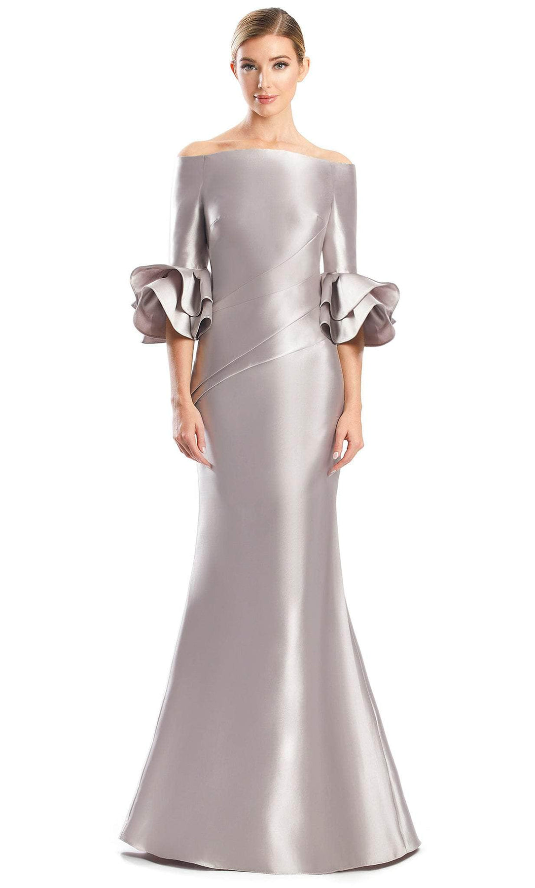 Alexander by Daymor 1758S23 - Buttoned Back Formal Dress Evening Dresses 00 / Silver/Taupe