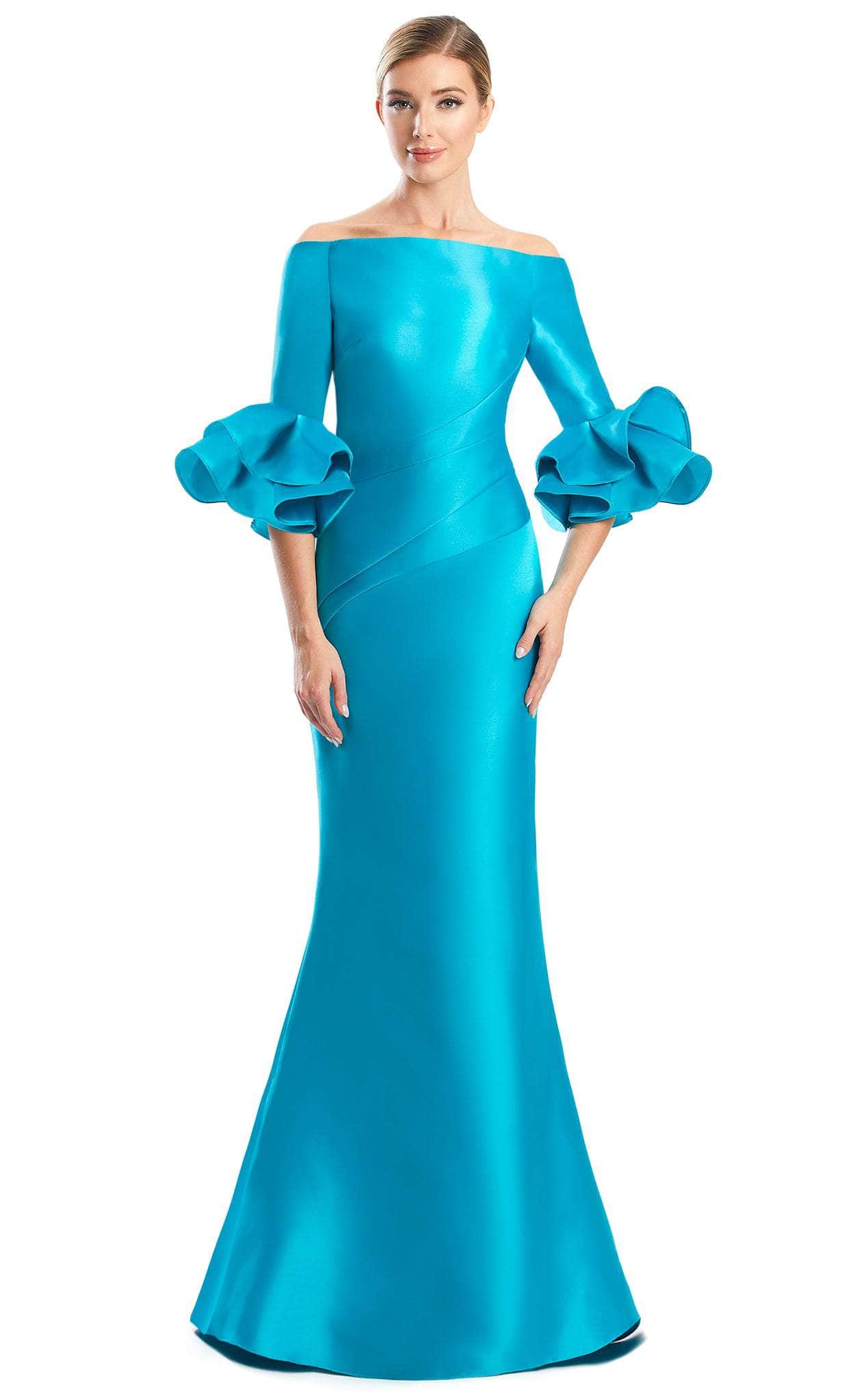 Alexander by Daymor 1758S23 - Buttoned Back Formal Dress Evening Dresses 00 / Turquoise