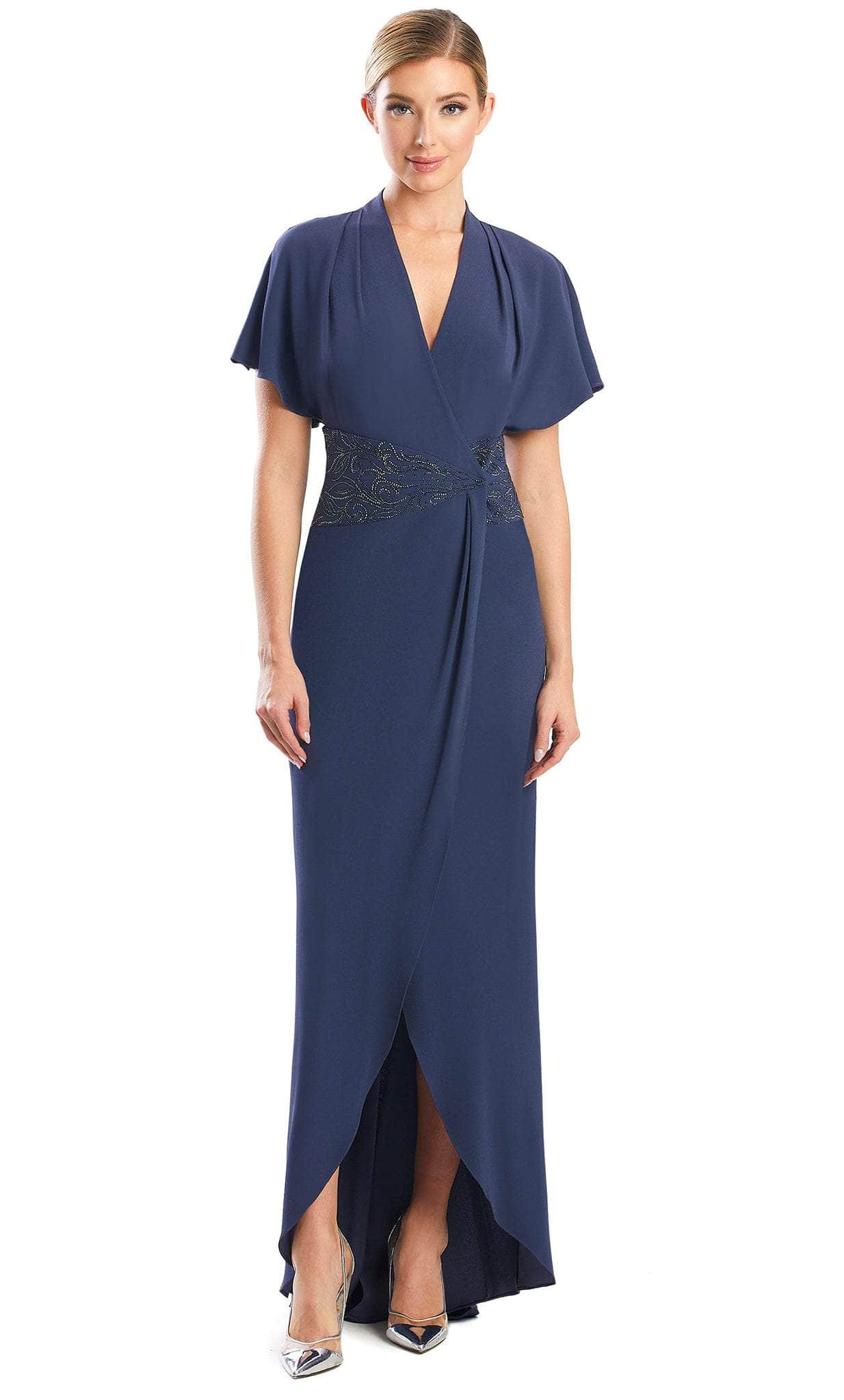 Alexander by Daymor 1760S23 - Laced Waistband Formal Dress Evening Dresses 00 / Graphite