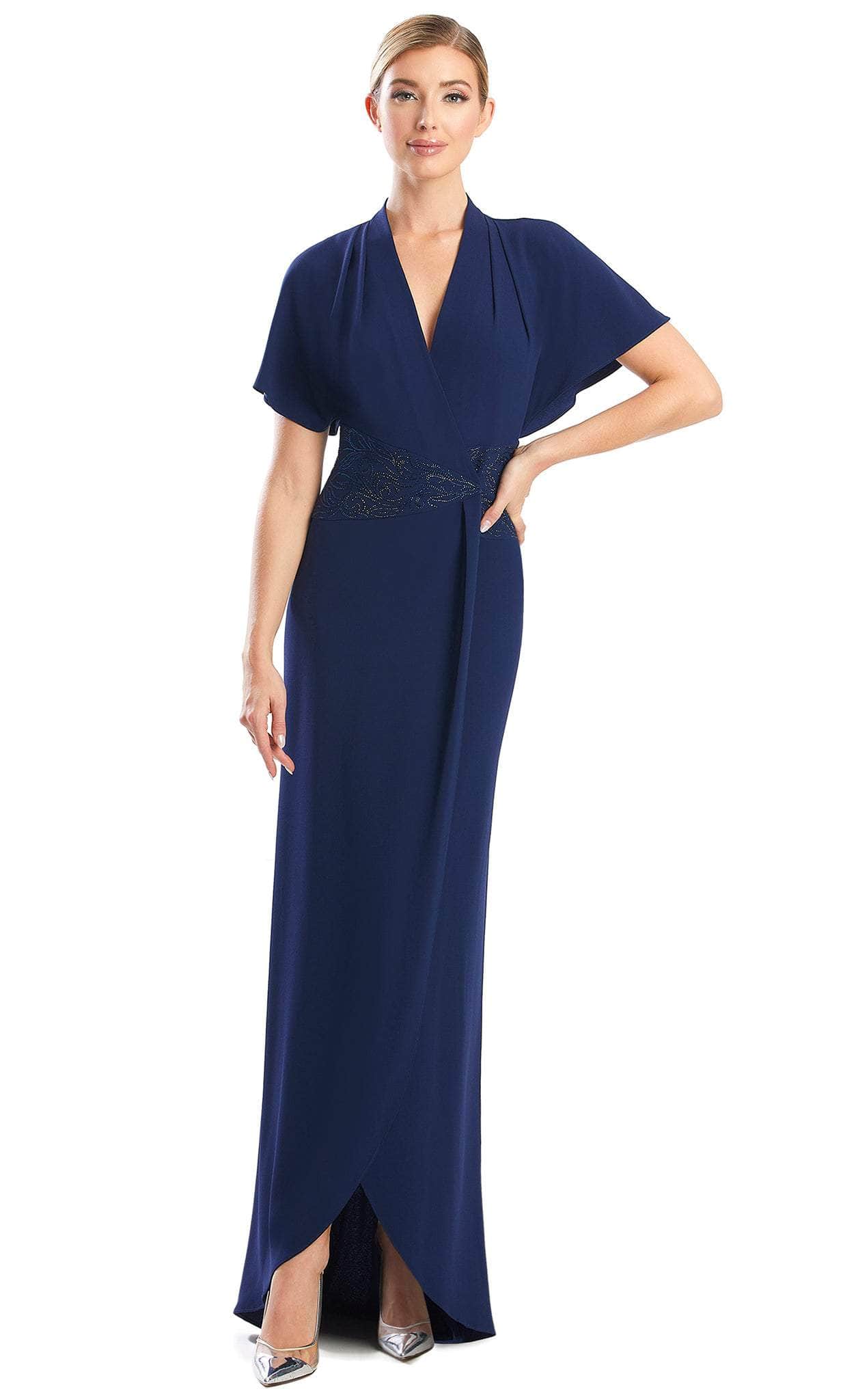 Alexander by Daymor 1760S23 - Laced Waistband Formal Dress Evening Dresses 00 / Midnite