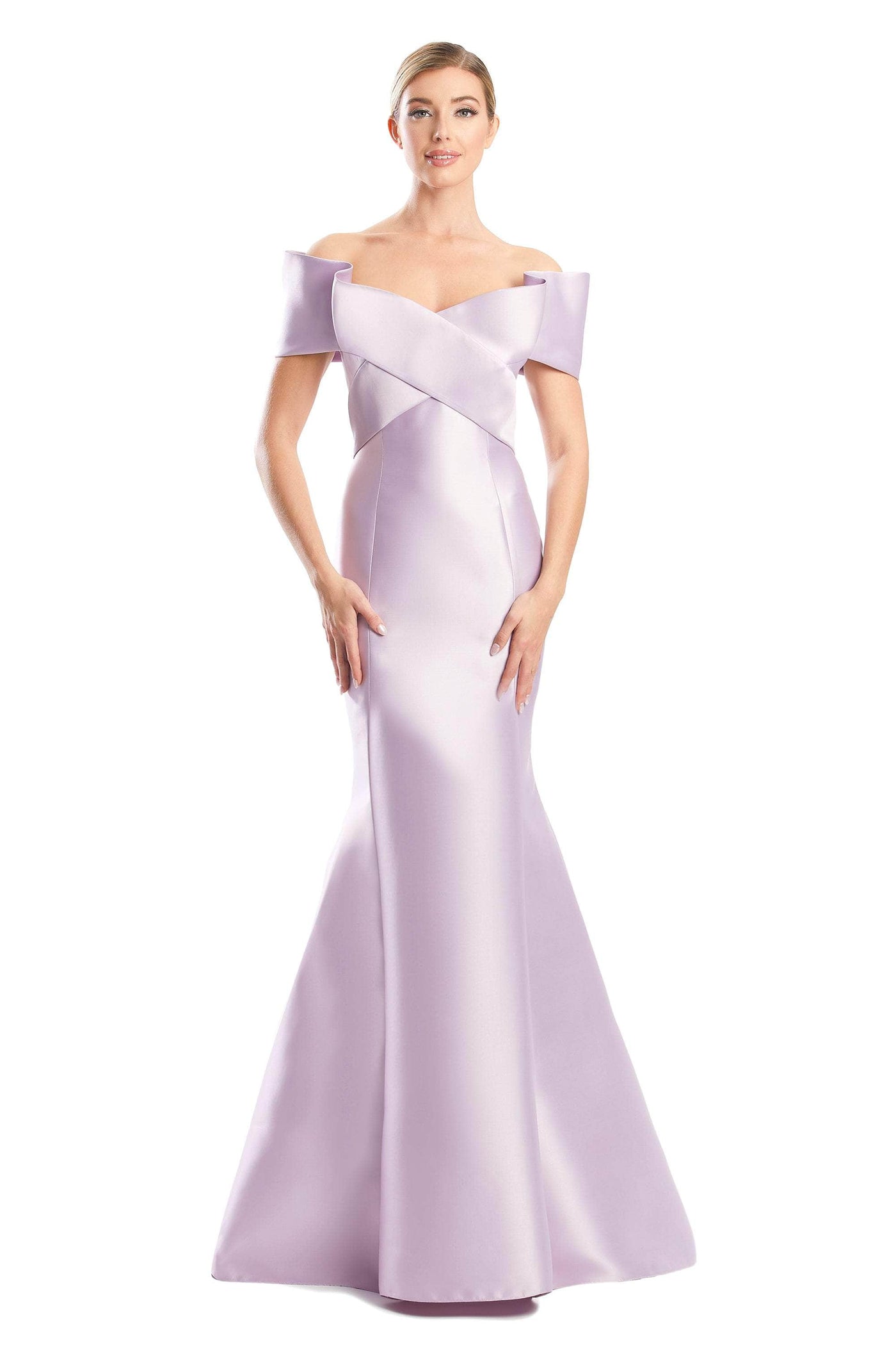 Alexander by Daymor 1763S23 - Bandage Bodice Satin Dress Evening Dresses 00 / Lilac
