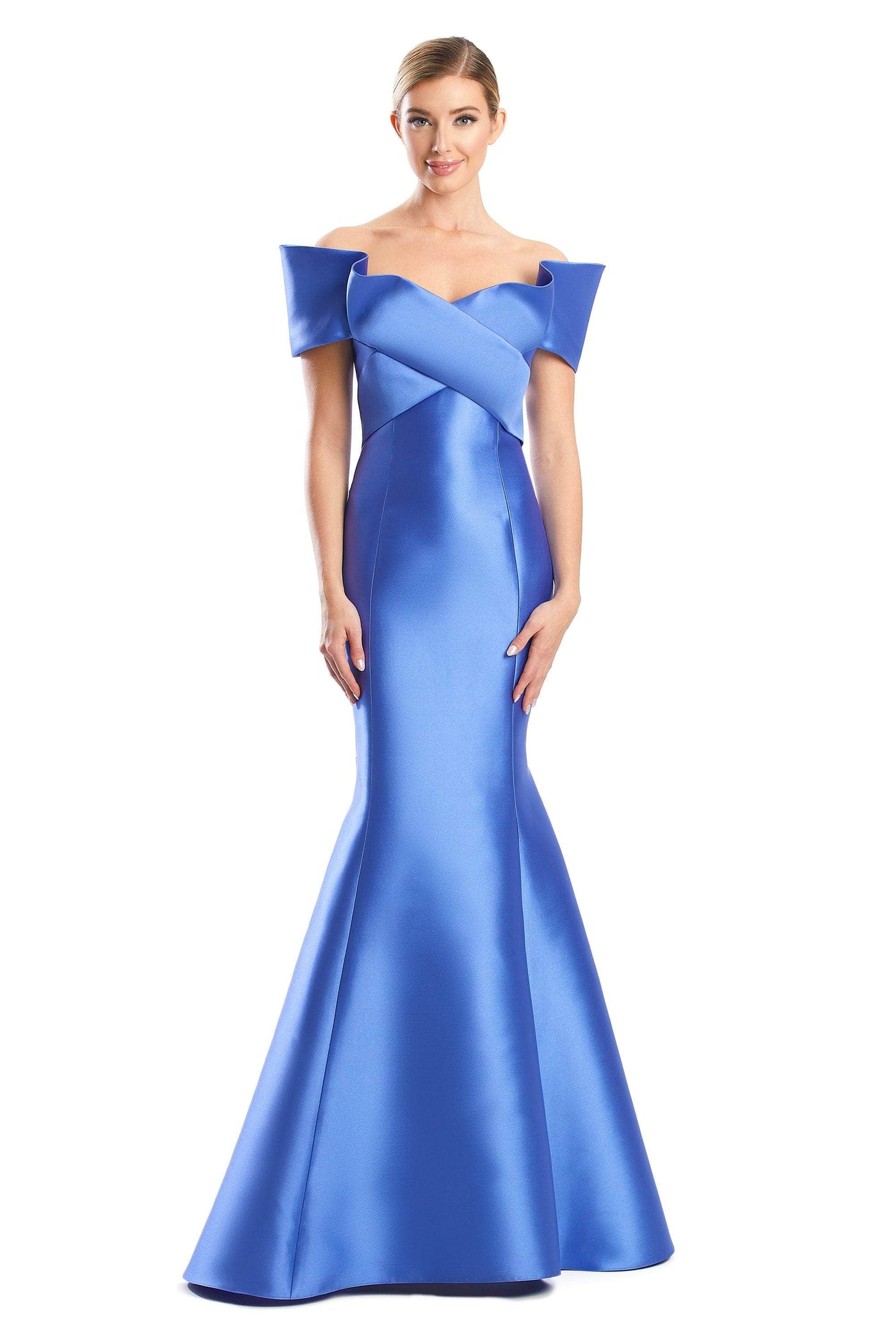 Alexander by Daymor 1763S23 - Bandage Bodice Satin Dress Evening Dresses 00 / Periwinkle