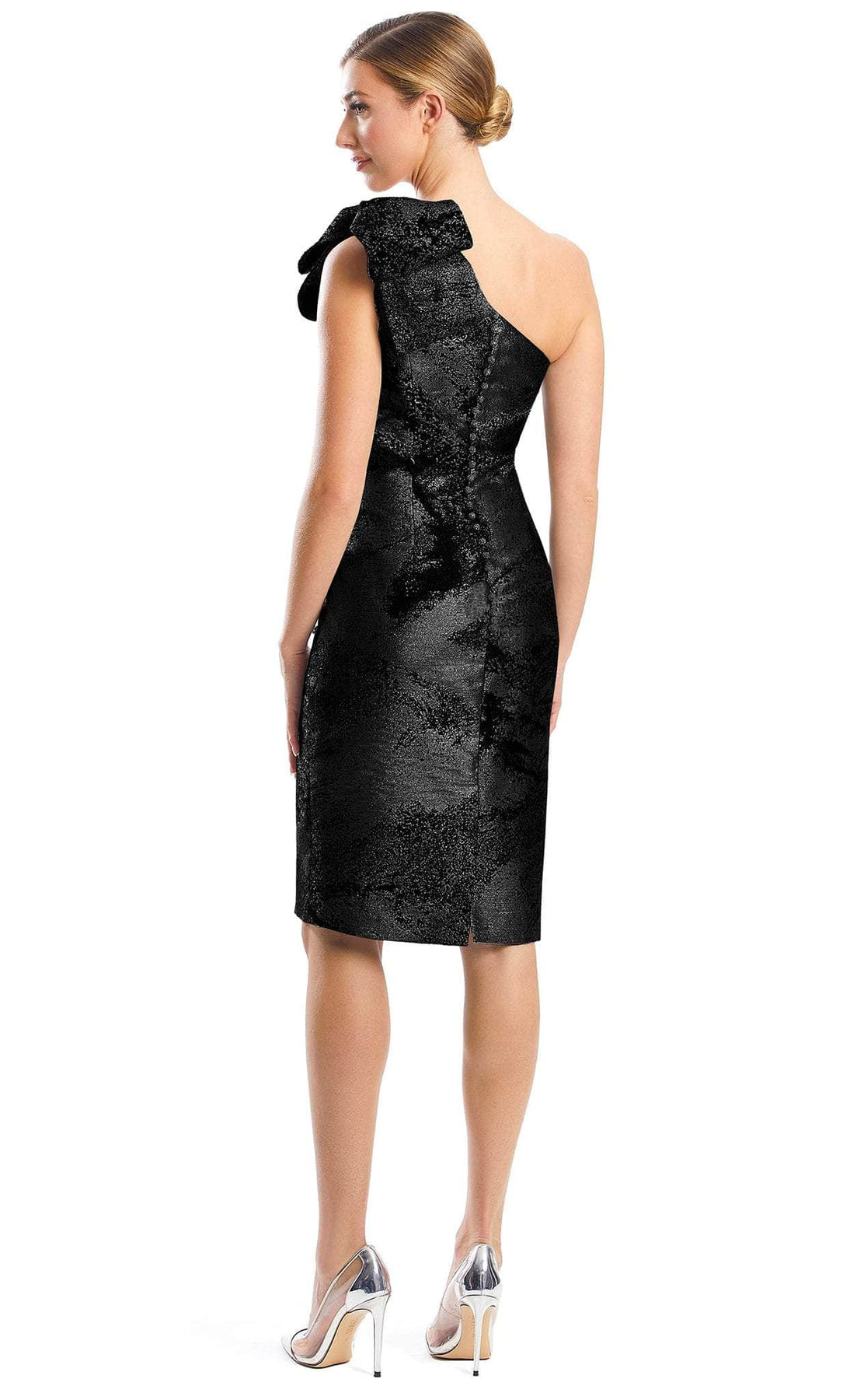 Alexander by Daymor 1772S23 - Bow Appliqued Short Dress Cocktail Dresses 00 / Black