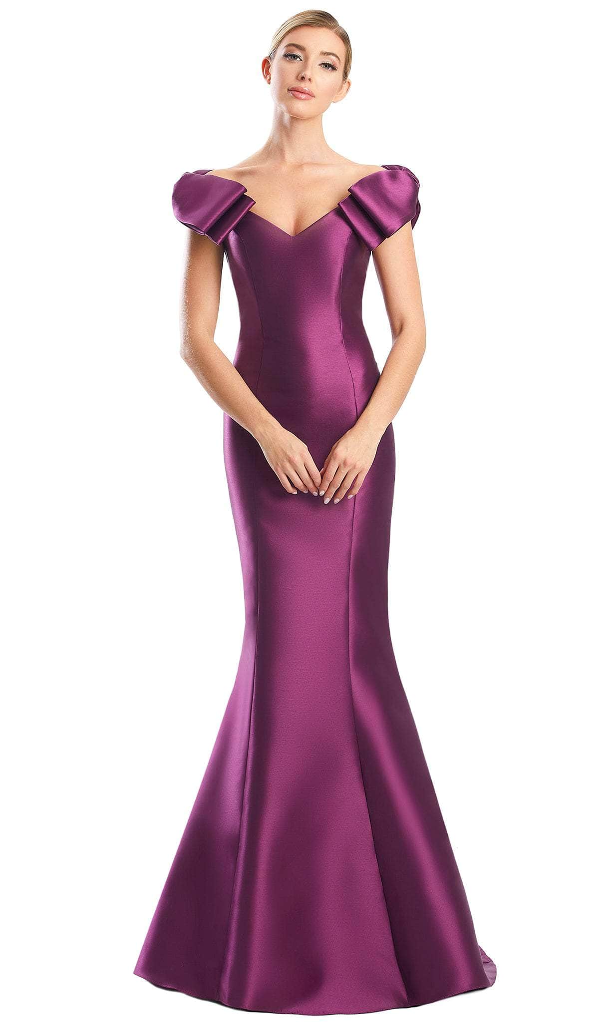 Alexander by Daymor 1773S23 - Bow Appliqued Sleeves Formal Dress