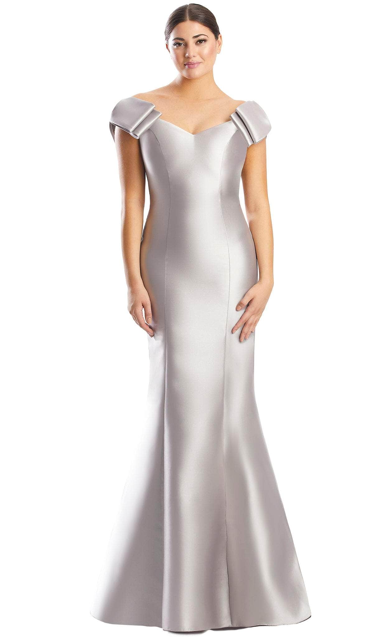 Alexander by Daymor 1773S23 - Bow Appliqued Sleeves Formal Dress