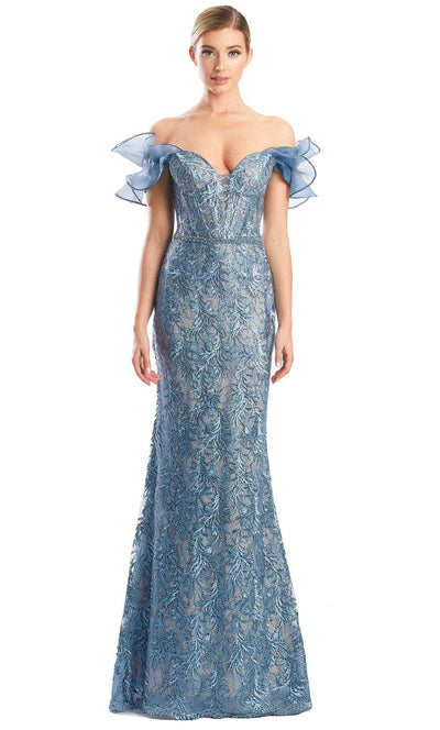 Alexander by Daymor 1774S23 - Ruffled Sleeve Sweetheart Lace Gown Evening Dresses