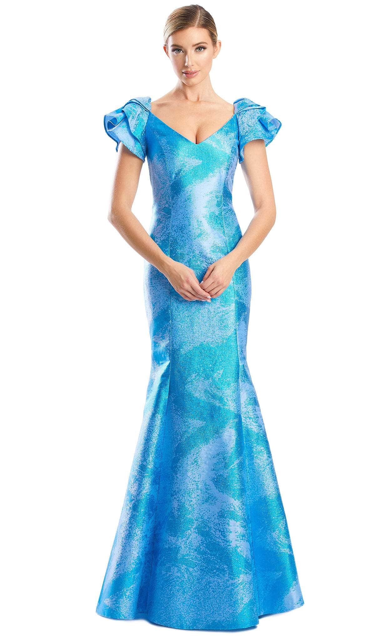 Alexander by Daymor 1775S23 - Layered Sleeve Trumpet Long Gown Evening Dresses 00 / Electric Blue