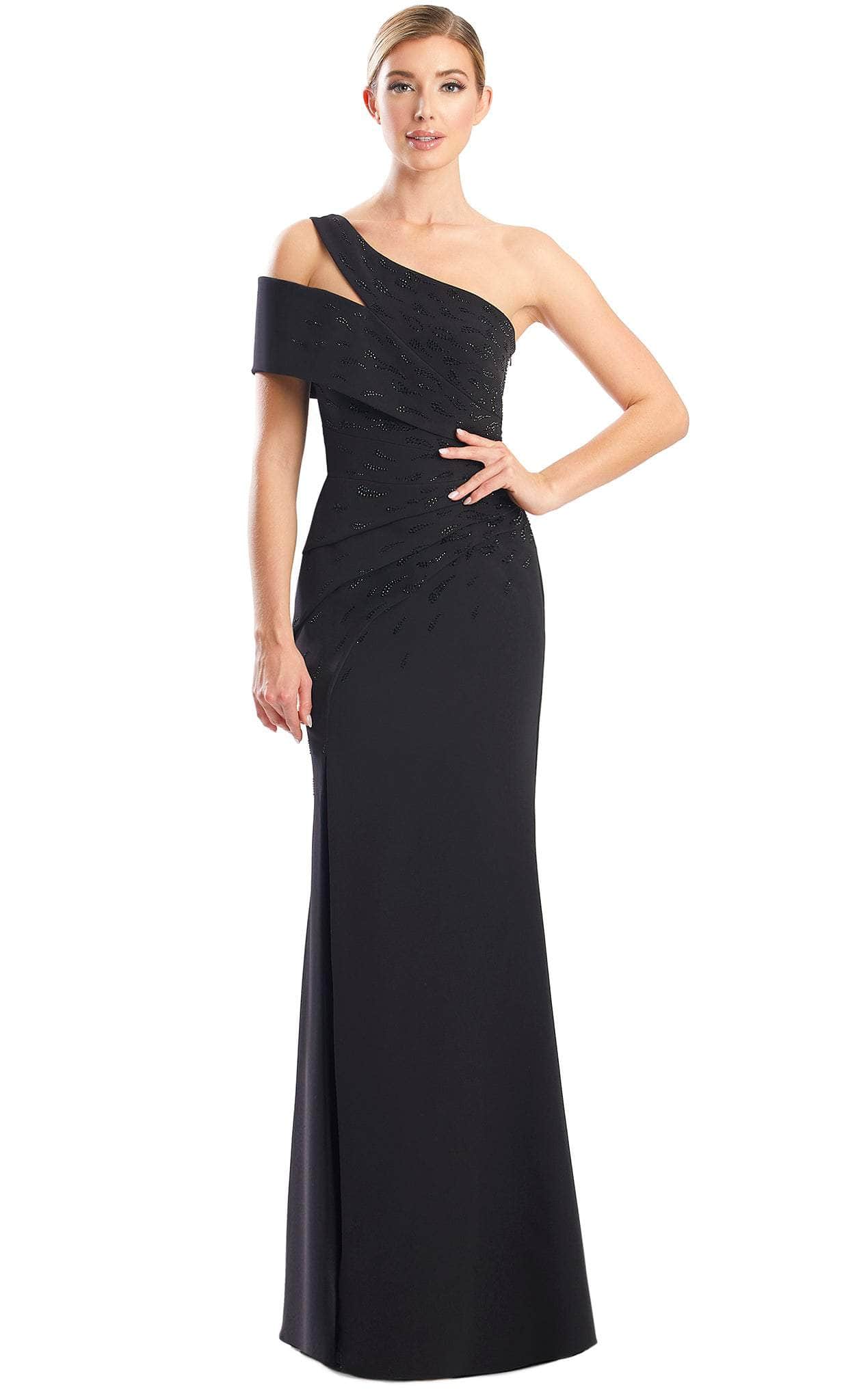 Alexander by Daymor 1784S23 - One Shoulder Long Gown Evening Dresses 00 / Black