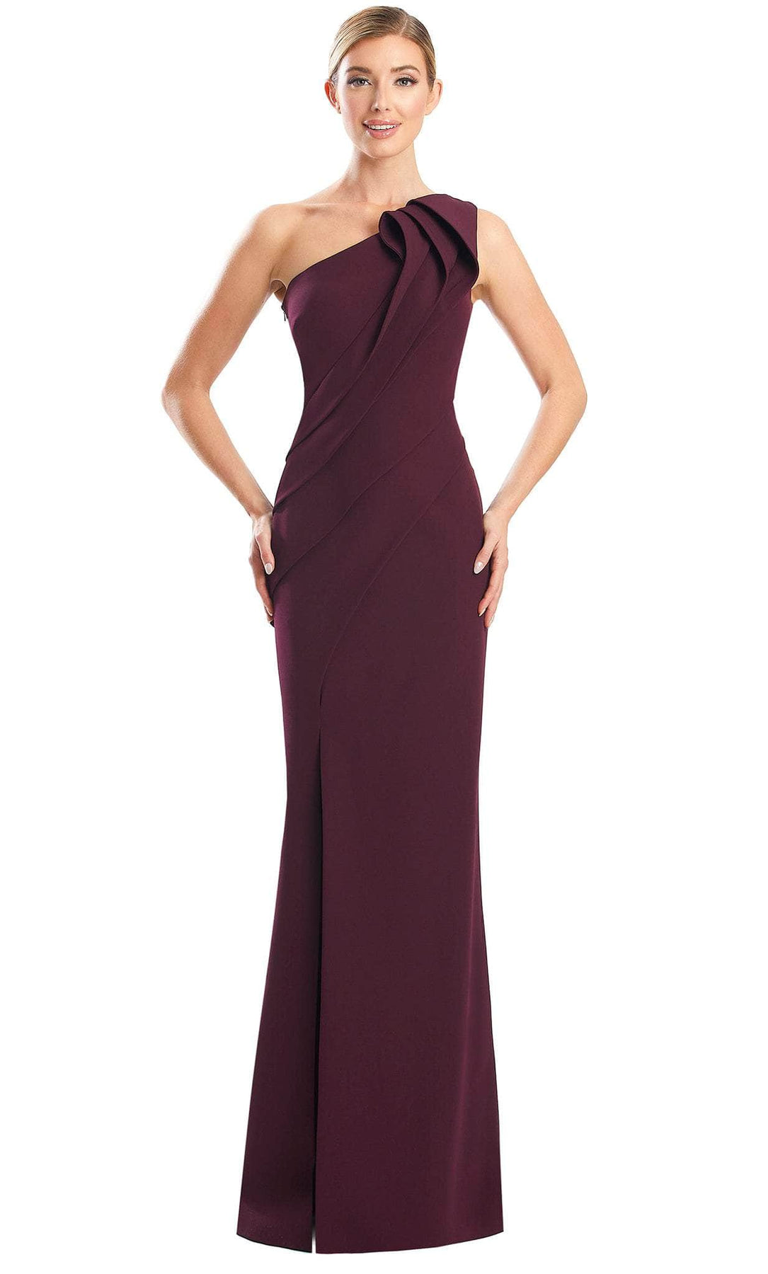 Alexander by Daymor 1788S23 - Column Skirt Formal Dress Evening Dresses 00 / Wine