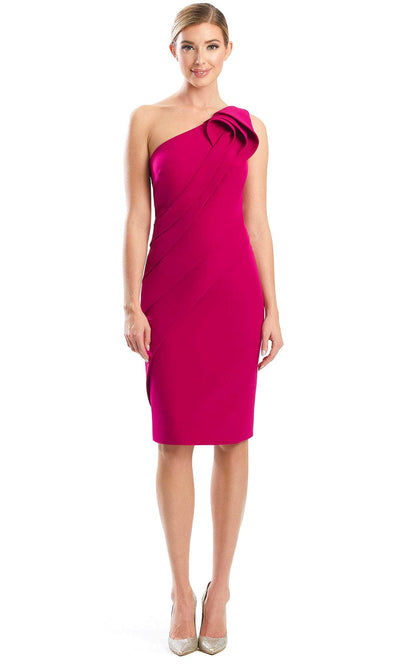 Alexander by Daymor 1789S23 - Asymmetrical Knee-Length Formal Dress Cocktail Dresses 00 / Fuchsia