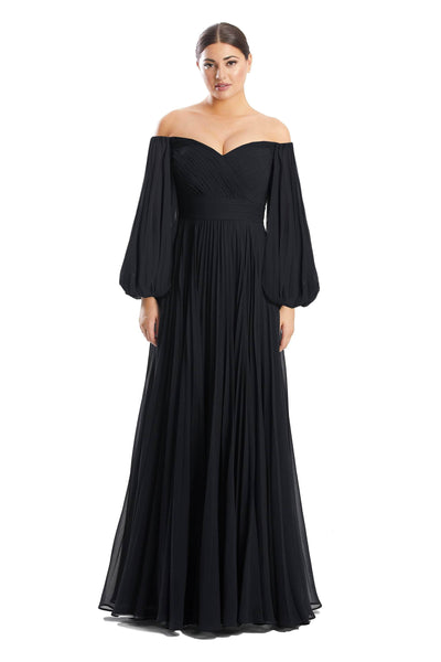 Alexander by Daymor 1792S23 - Bishop Sleeved Formal Dress Evening Dresses 00 / Black