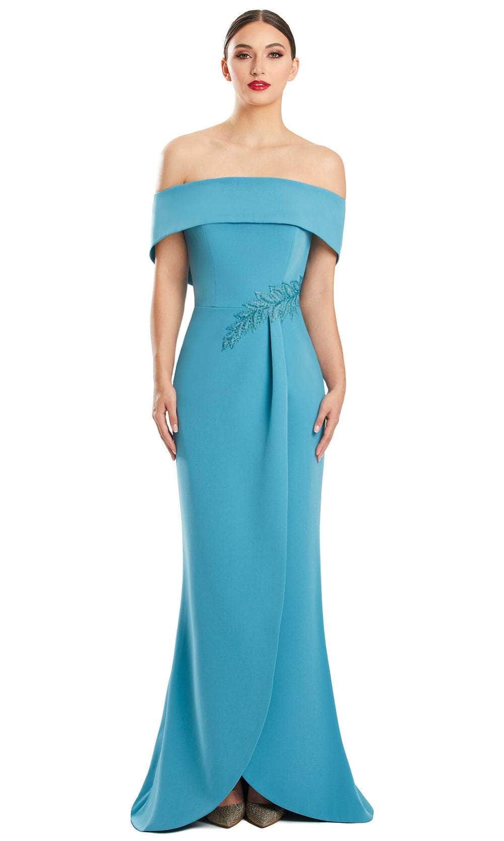 Alexander by Daymor 1853F23 - Straight Across Buttoned Evening Gown Special Occasion Dress