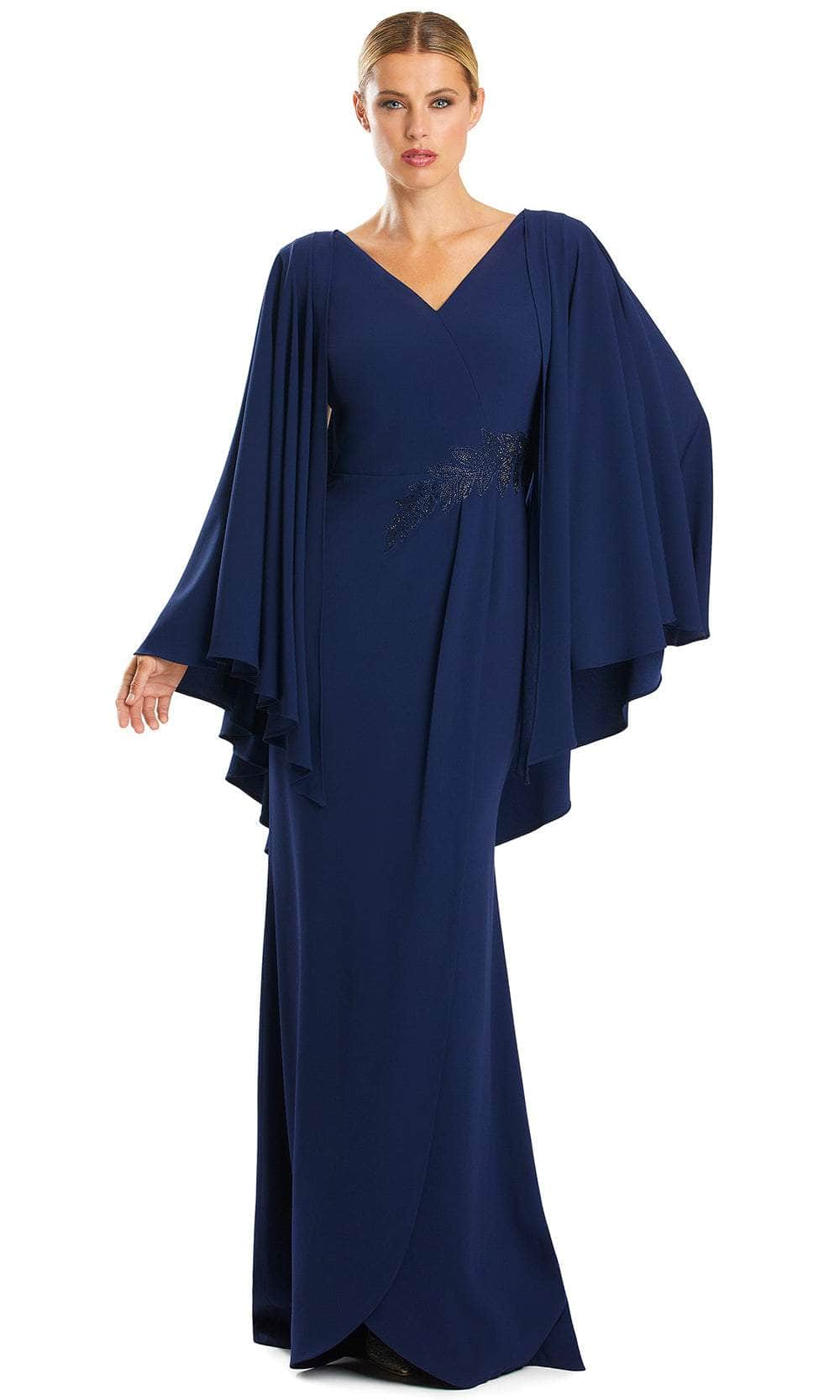 Alexander by Daymor 1854F23 - Pleated Cape Sleeve Column Long Dress Special Occasion Dress