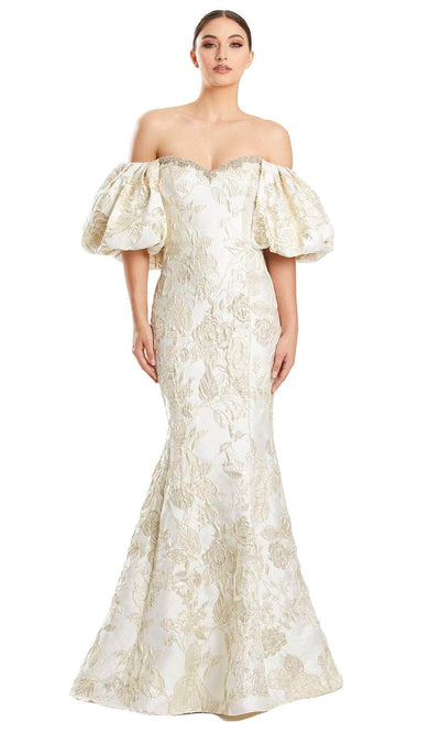 Alexander by Daymor 1869F23 - Off-Shoulder Sweetheart Long Dress Special Occasion Dress 00 / Vanilla/Gold