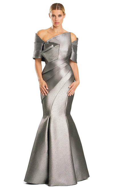 Alexander by Daymor 1879F23 - Asymmetrical Mermaid Evening Dress Special Occasion Dress 00 / Gold