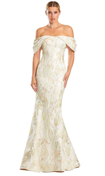 Alexander by Daymor 1891F23 - Off-Shoulder Mermaid Long Dress Special Occasion Dress 00 / Champagne/Multi