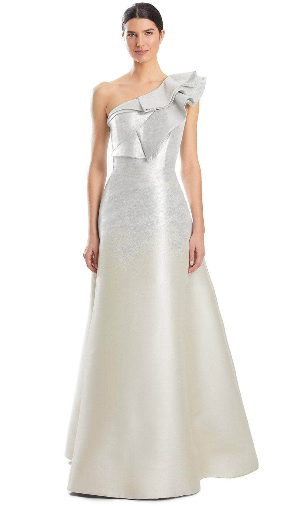 Alexander by Daymor 1950S24 - Ruffled One-Shoulder Prom Gown Prom Dresses 4 / Champ/Silver