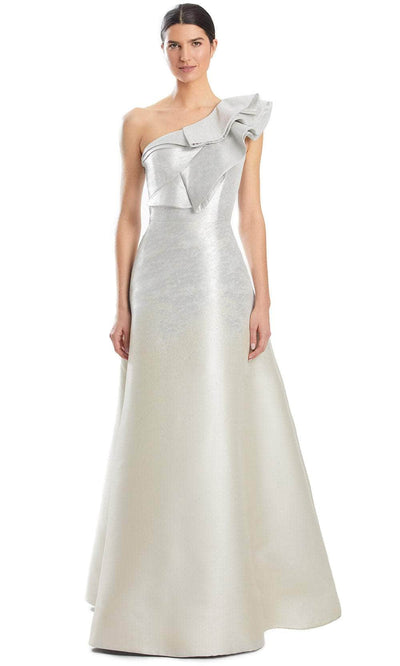 Alexander by Daymor 1950S24 - Ruffled One-Shoulder Prom Gown Prom Dresses 4 / Champ/Silver