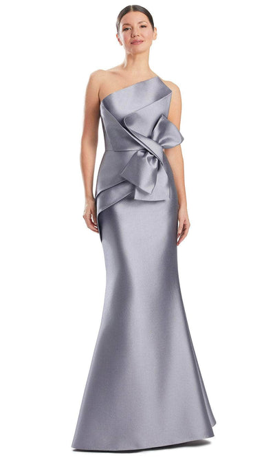 Alexander by Daymor 1952S24 - Strapless Bow Accented Prom Gown Prom Dresses 4 / Silver