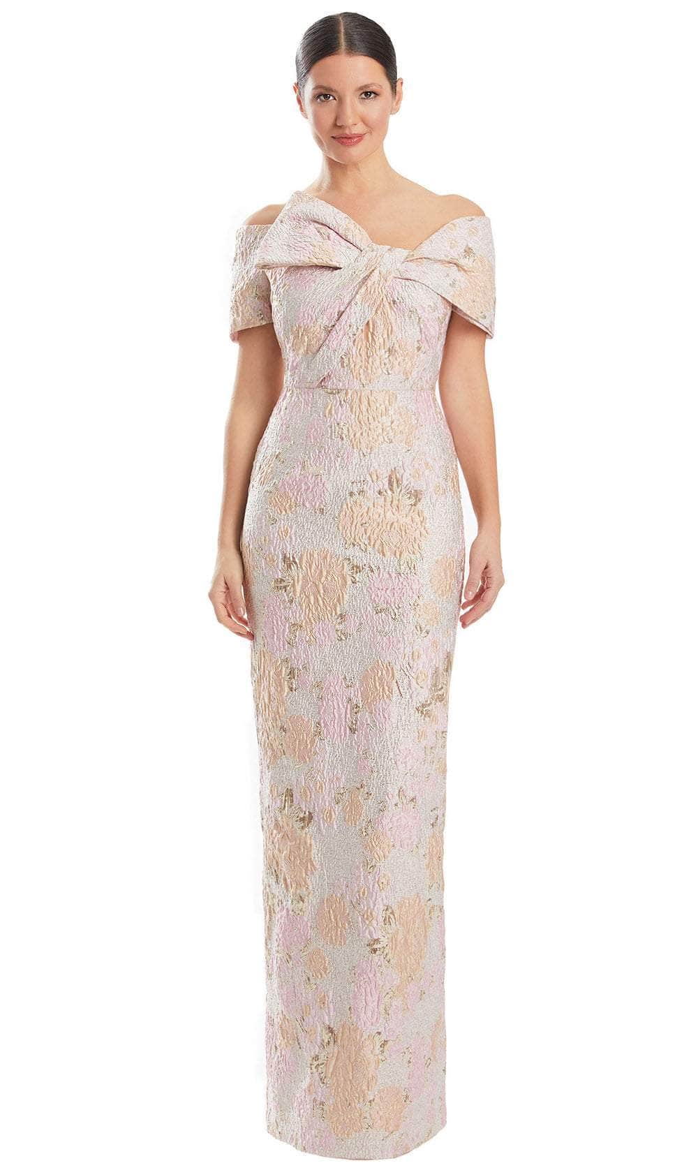 Alexander by Daymor 1955S24 - Off-Shoulder Bow Accented Prom Dress Prom Dresses 4 / Quartz/Gold