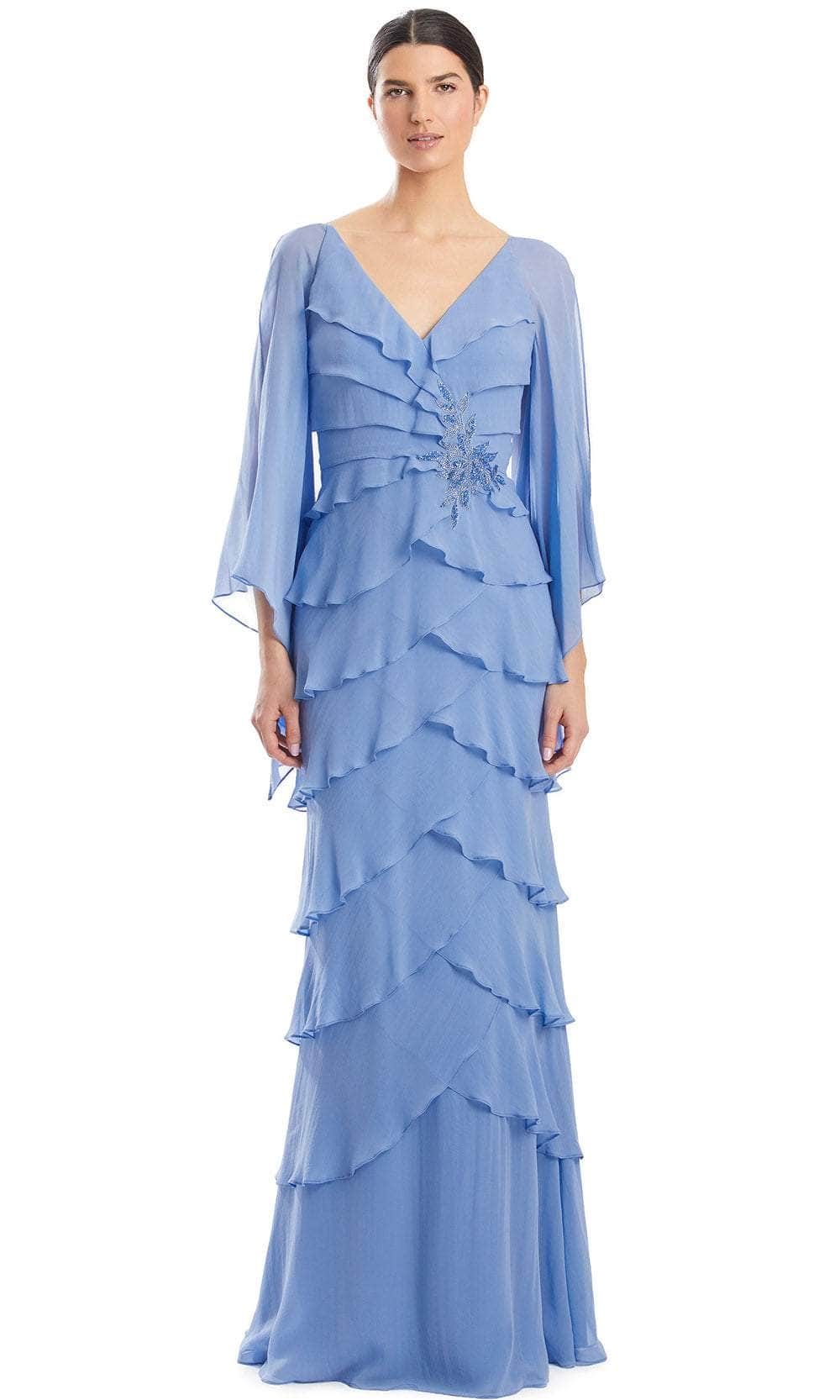 Alexander by Daymor 1957S24 - Tiered Deep V-Neck Evening Dress Evening Dresses