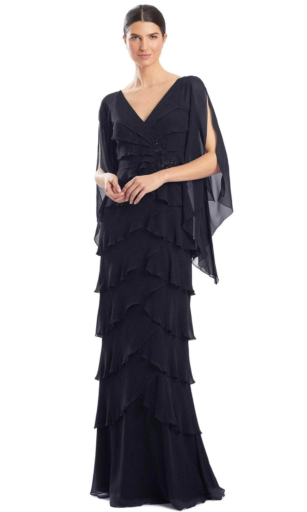 Alexander by Daymor 1957S24 - Tiered Deep V-Neck Evening Dress Evening Dresses