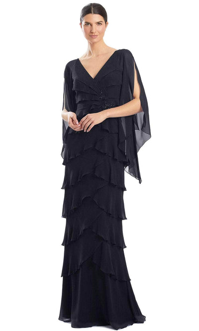 Alexander by Daymor 1957S24 - Tiered Deep V-Neck Evening Dress Evening Dresses