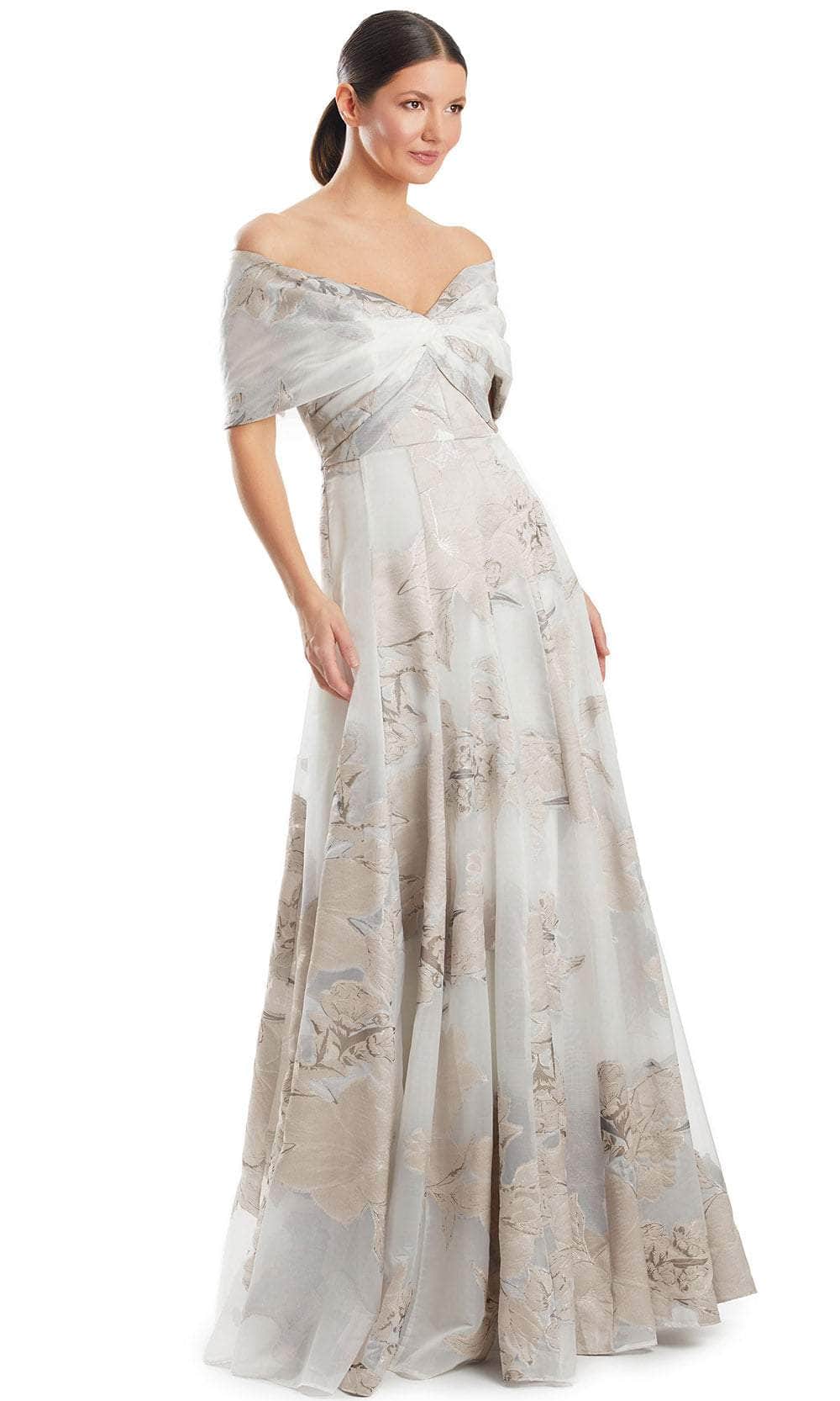 Alexander by Daymor 1959S24 - Off-Shoulder Printed Ballgown Ball Gowns 4 / Sand