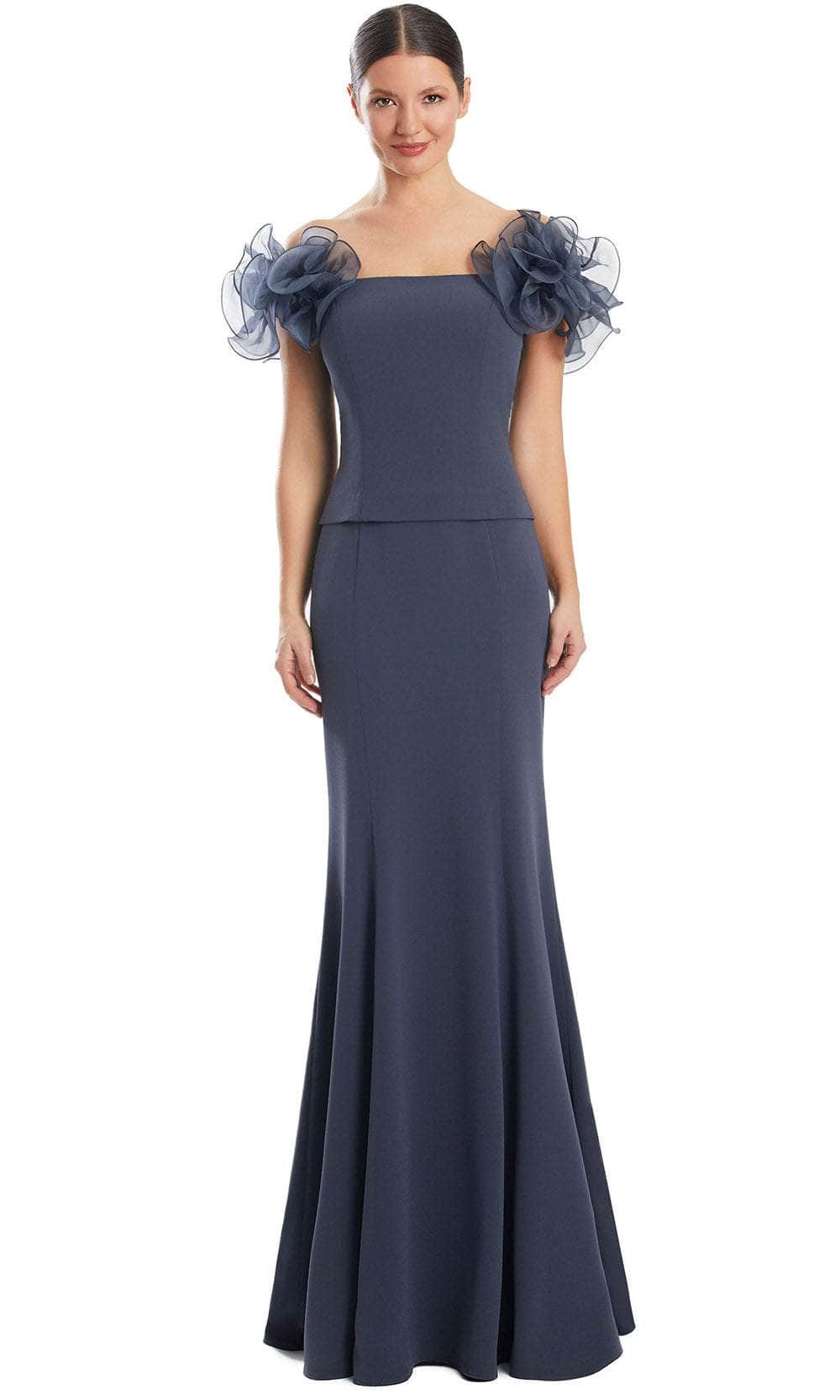 Alexander by Daymor 1983S24 - Ruffled Off-Shoulder Prom Gown Prom Dresses 4 / Graphite