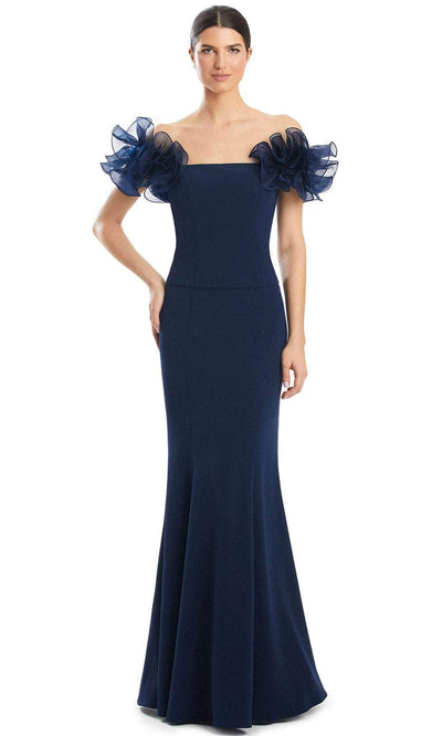 Alexander by Daymor 1983S24 - Ruffled Off-Shoulder Prom Gown Prom Dresses 4 / Midnite