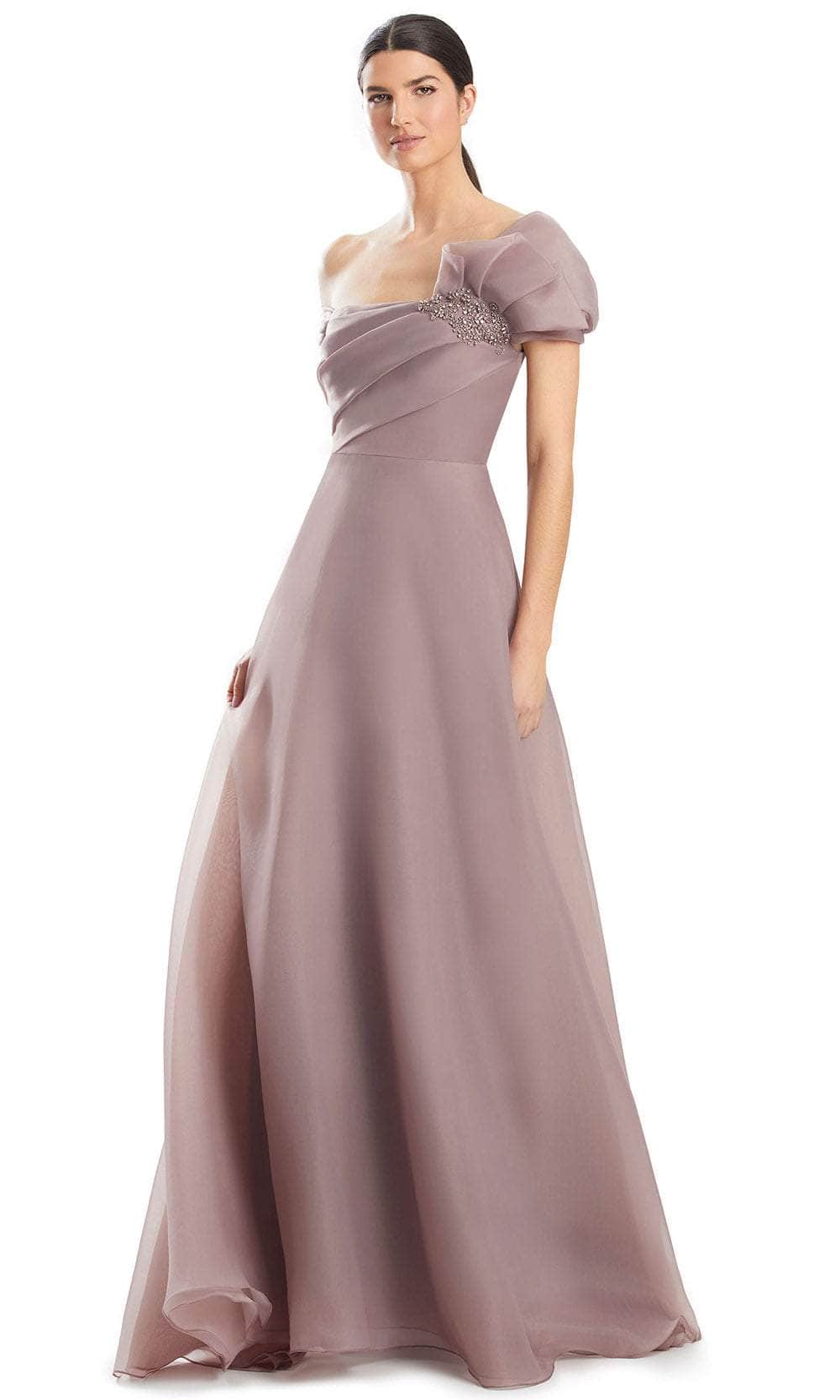 Alexander by Daymor 1985S24 - Pleated One-Sleeve Ballgown Ball Gowns 4 / Frappuccino