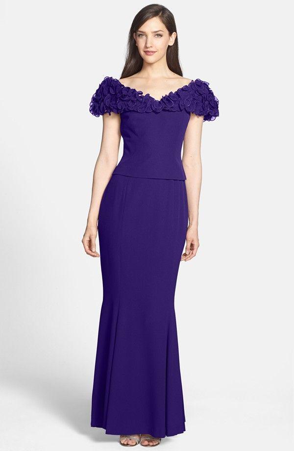 Alexander by Daymor - 2003 Rosette Ruffles Off Shoulder Evening Dress Mother of the Bride Dresses