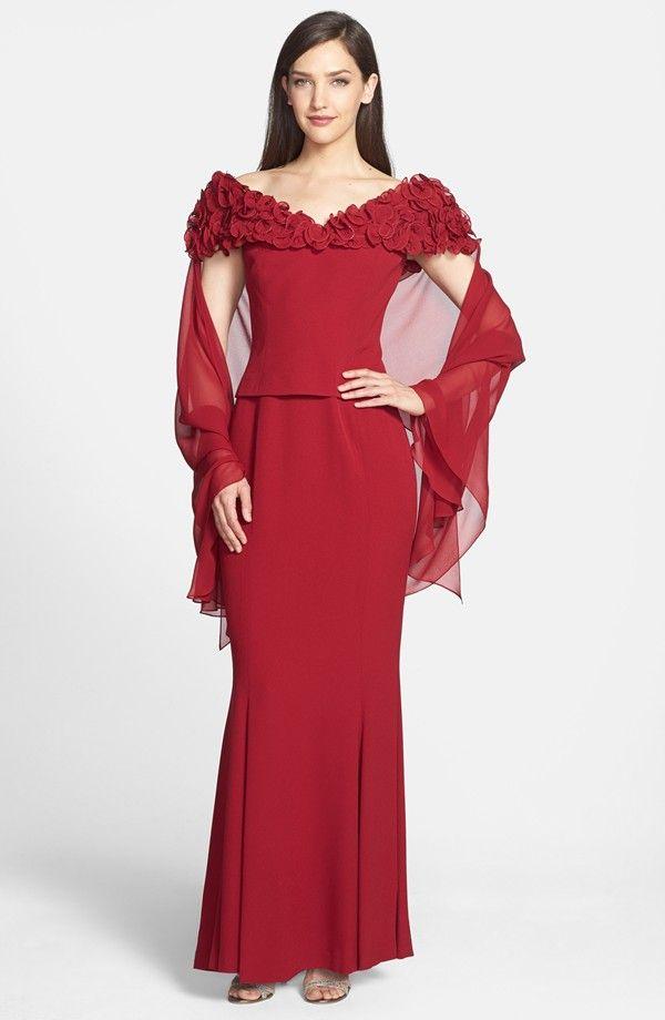 Alexander by Daymor - 2003 Rosette Ruffles Off Shoulder Evening Dress Mother of the Bride Dresses