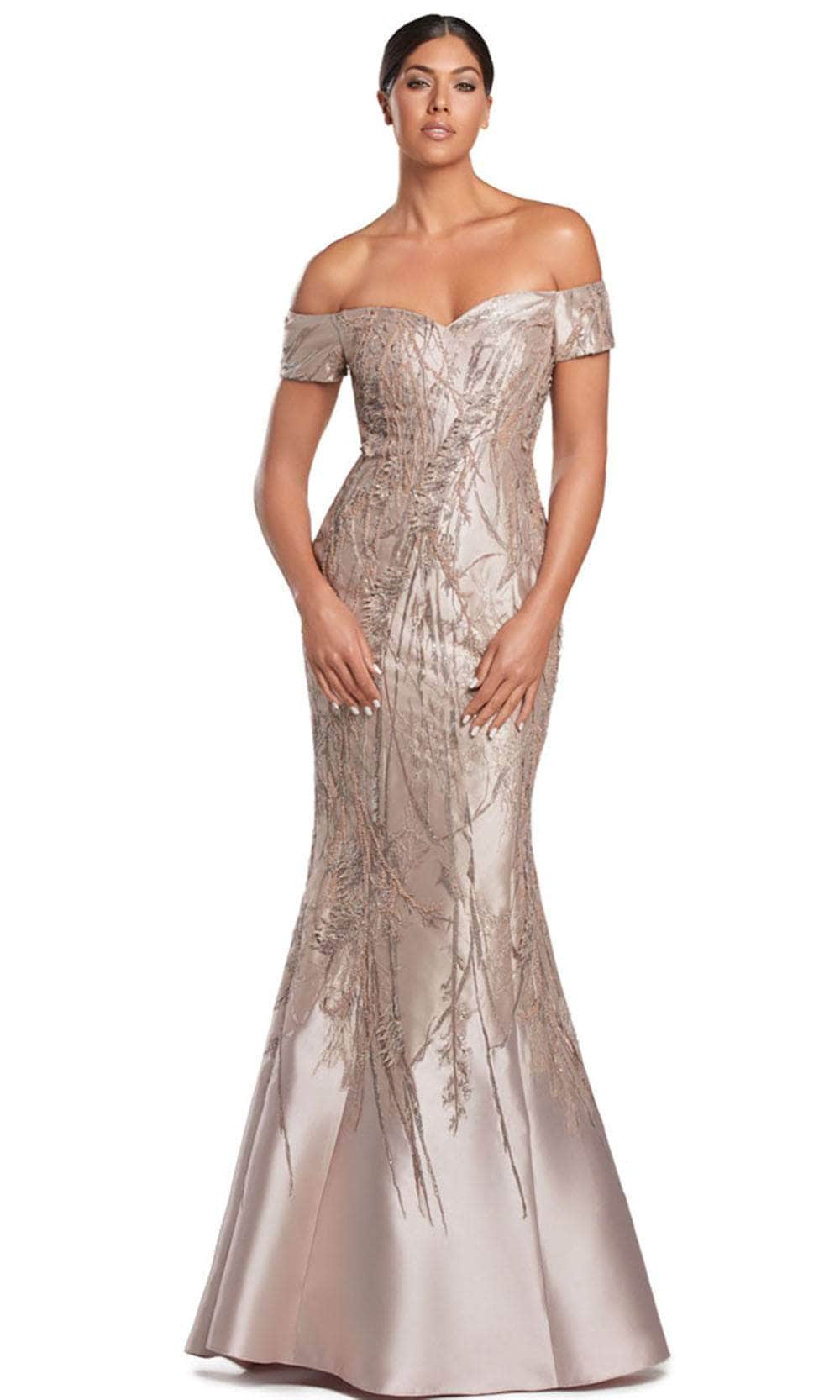 Alexander by Daymor 2050F24 - Sweetheart Off-Shoulder Evening Gown Prom Dresses 4 / Bisque/Multi